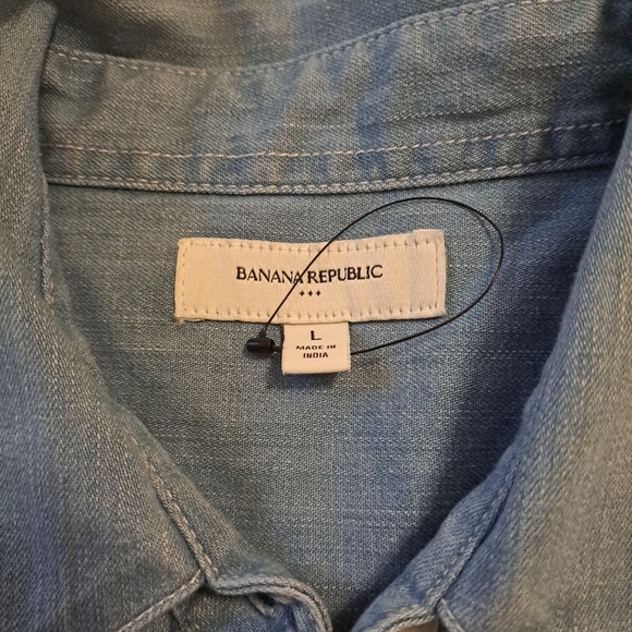 Banana Republic Utility Mini Shirtdress Light Blue 2025 Season EUC ButtonFront L - Picture 5 of 7